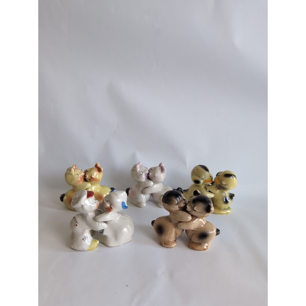 Vintage Hugging Van Tellingen Salt & Pepper Shakers Set of 5 Duck Bear Bunny +